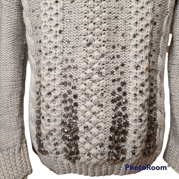 J. Crew Grey Wool Chunky Embellished Sweater Small, JCrew, J Crew - Picture 3 of 4